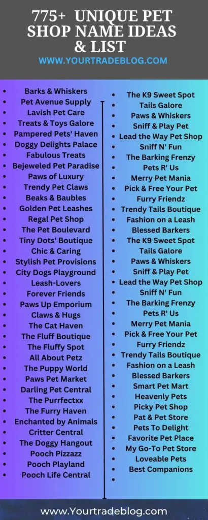 Catchy Pet Shop Names Infographics
