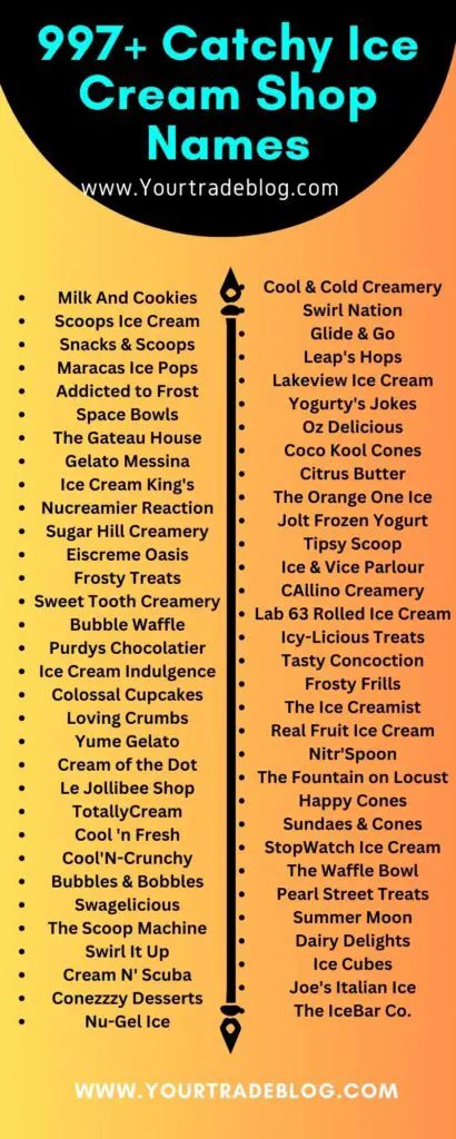 Ice Cream Shop Names Infographics